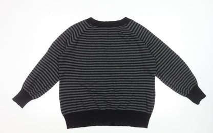 Dorothy Perkins Women’s Black Striped V-Neck Pullover Jumper Size 20
