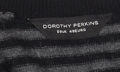 Dorothy Perkins Women’s Black Striped V-Neck Pullover Jumper Size 20