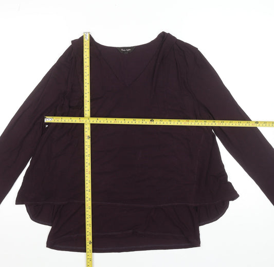 Phase Eight Women's Purple V-Neck Long Sleeve Jersey Blouse Size 12