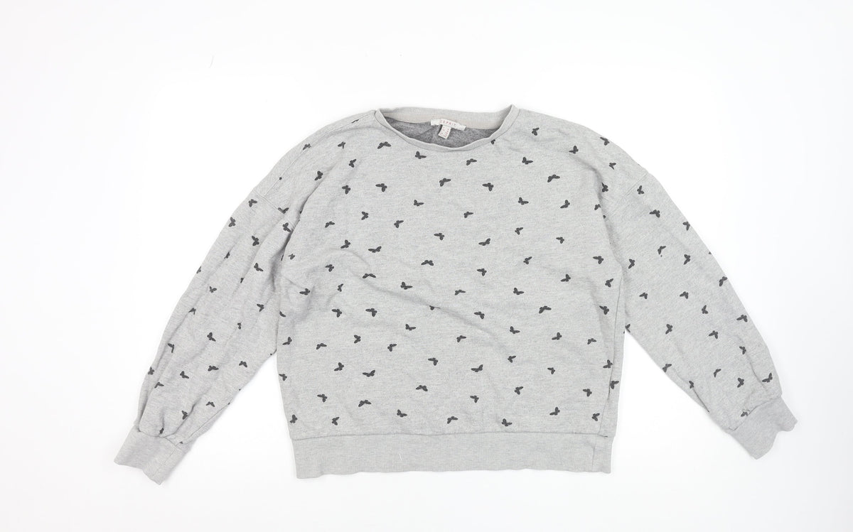 ESPRIT Womens Grey Butterfly Print XL Sweatshirt