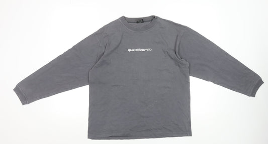 Quiksilver Boys Grey Long Sleeve Graphic T-Shirt 14 Years 100% Cotton