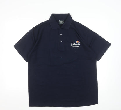 Uneek Men's Blue L Lifeboats Ilfracombe Embroidered Polo Shirt