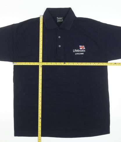 Uneek Men's Blue L Lifeboats Ilfracombe Embroidered Polo Shirt
