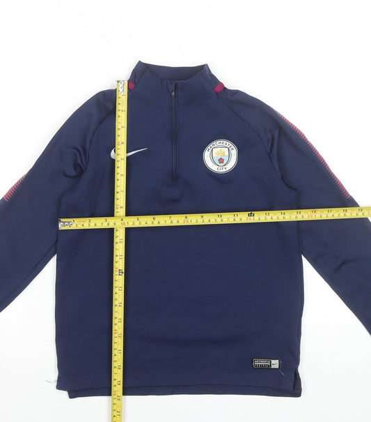 Nike Boys Blue Manchester City Dri-Fit 1/4 Zip Football Track Jacket 10-12 Years