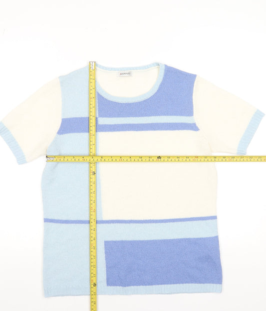 Damart Women’s Blue Geometric Knit Short Sleeve T-Shirt Size L