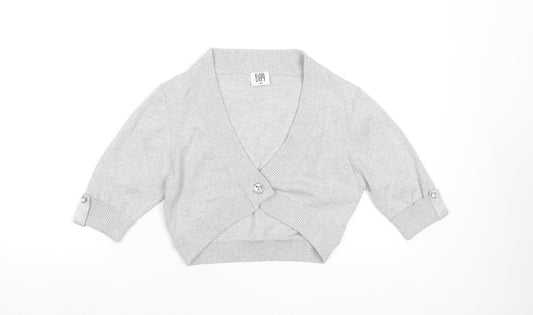BAY Women’s Grey Glitter Button Cardigan Size 10 V-Neck 3/4 Sleeve