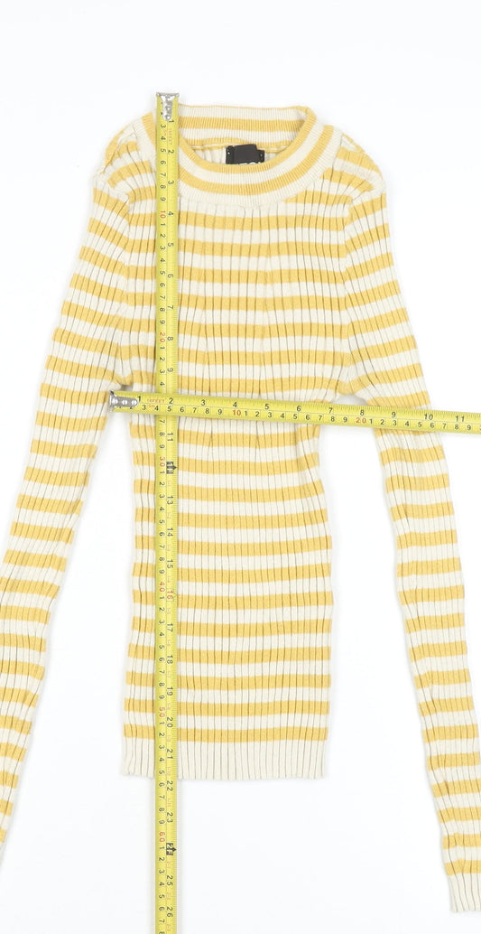 Womens UK Size XS Pieces Yellow Jersey Blouse