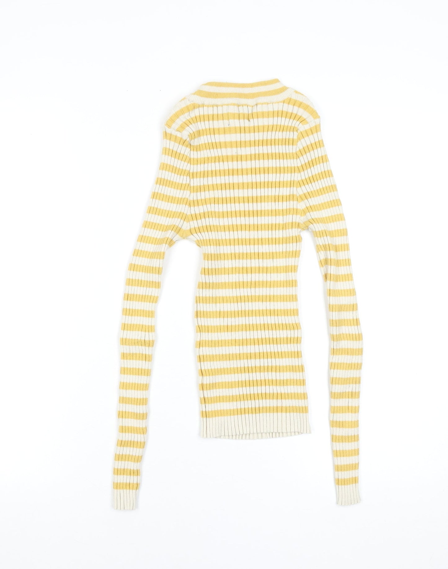 Womens UK Size XS Pieces Yellow Jersey Blouse