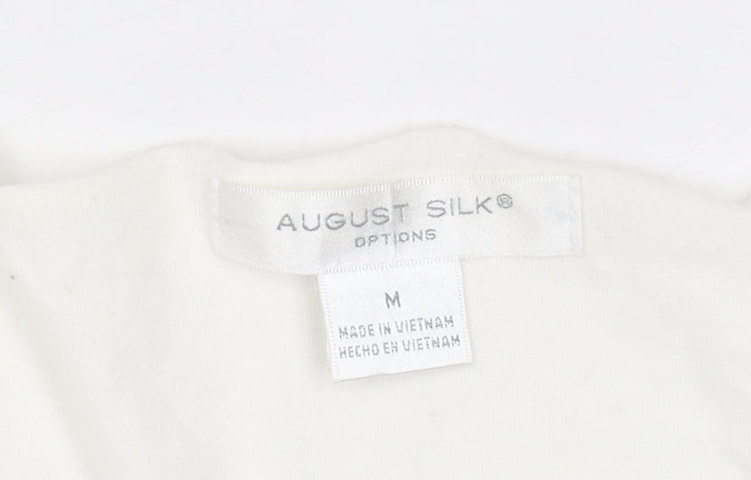August Silk Womens Ivory Cotton V-Neck Cap Sleeve T-Shirt M