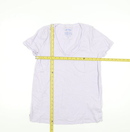 FatFace Women's Purple V-Neck Short Sleeve Cotton T-Shirt Size 6