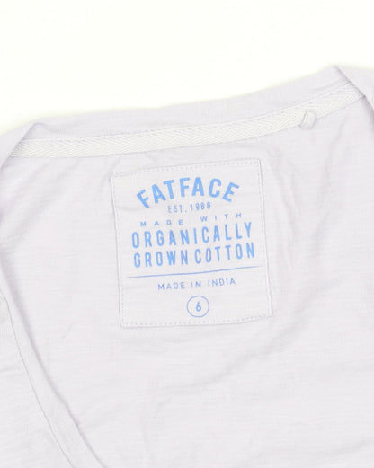 FatFace Women's Purple V-Neck Short Sleeve Cotton T-Shirt Size 6