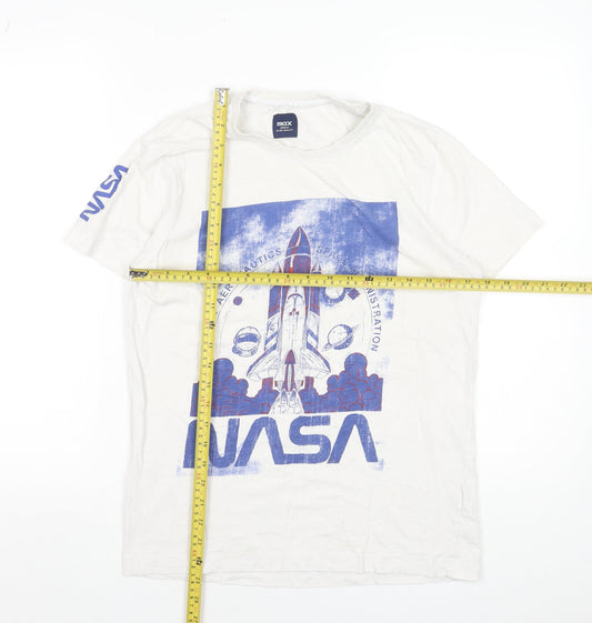 Max NASA White Cotton Men's Ultra Slim Fit Graphic T-Shirt Medium