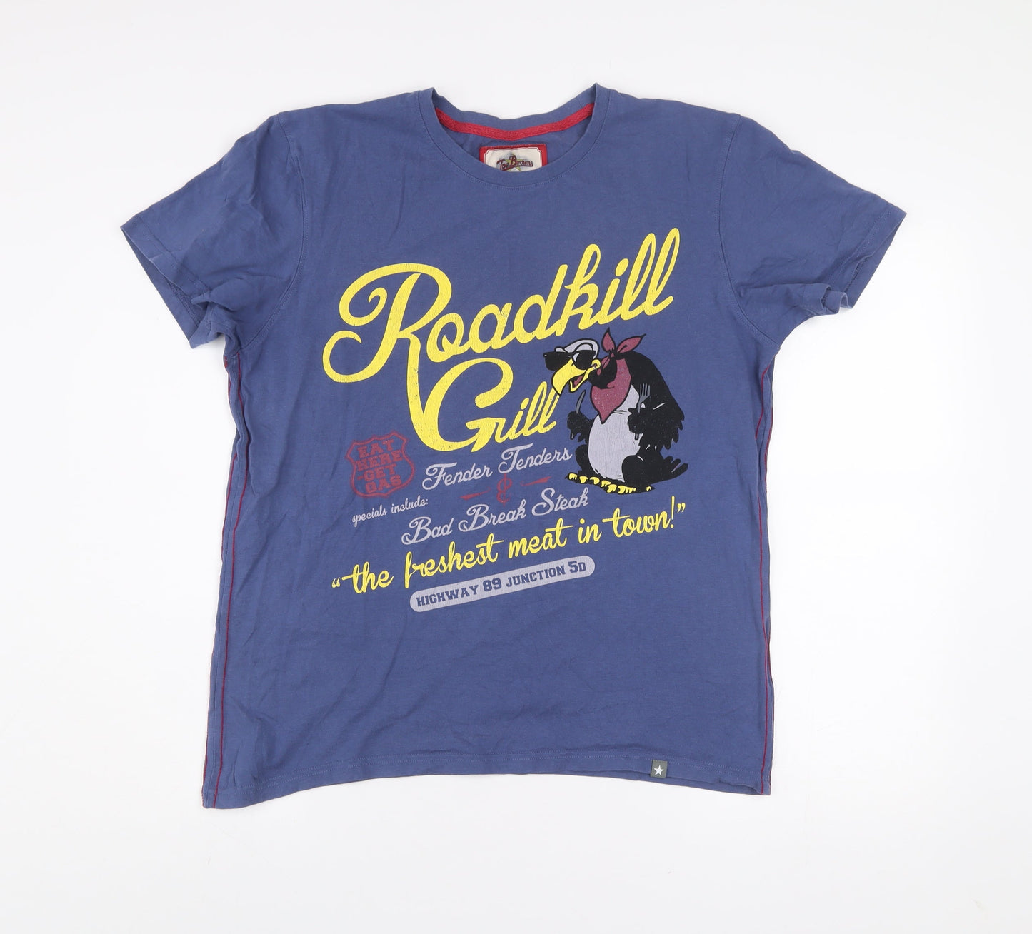 Joe Browns Men's Blue Roadkill Grill Funny Graphic T-Shirt Size M
