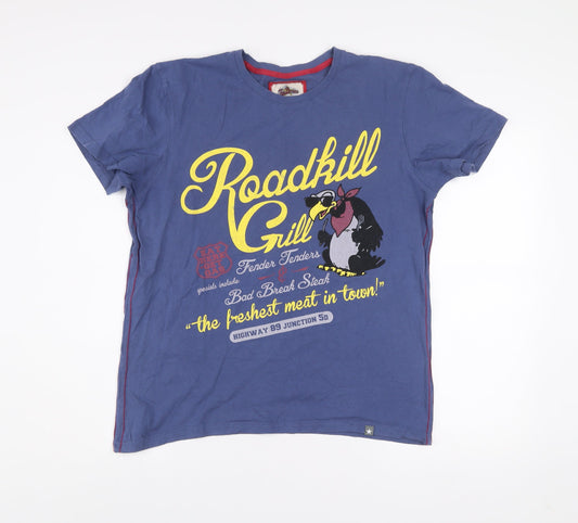 Joe Browns Men's Blue Roadkill Grill Funny Graphic T-Shirt Size M