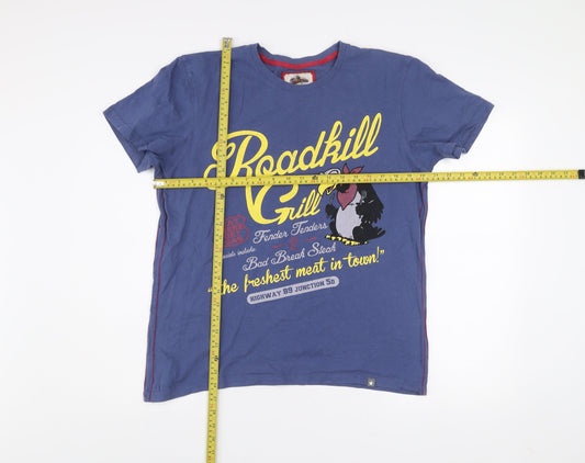 Joe Browns Men's Blue Roadkill Grill Funny Graphic T-Shirt Size M