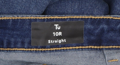 Tu Women Blue Straight Leg Jeans Size 10 Regular Stretch Denim