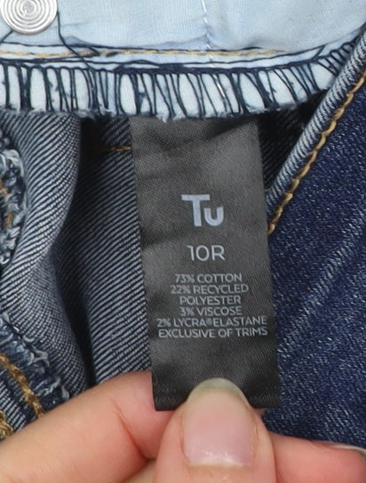 Tu Women Blue Straight Leg Jeans Size 10 Regular Stretch Denim
