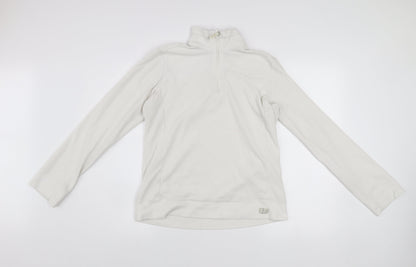 Champion Womens White Fleece 1/4 Zip Pullover Sweatshirt M Easy Fit