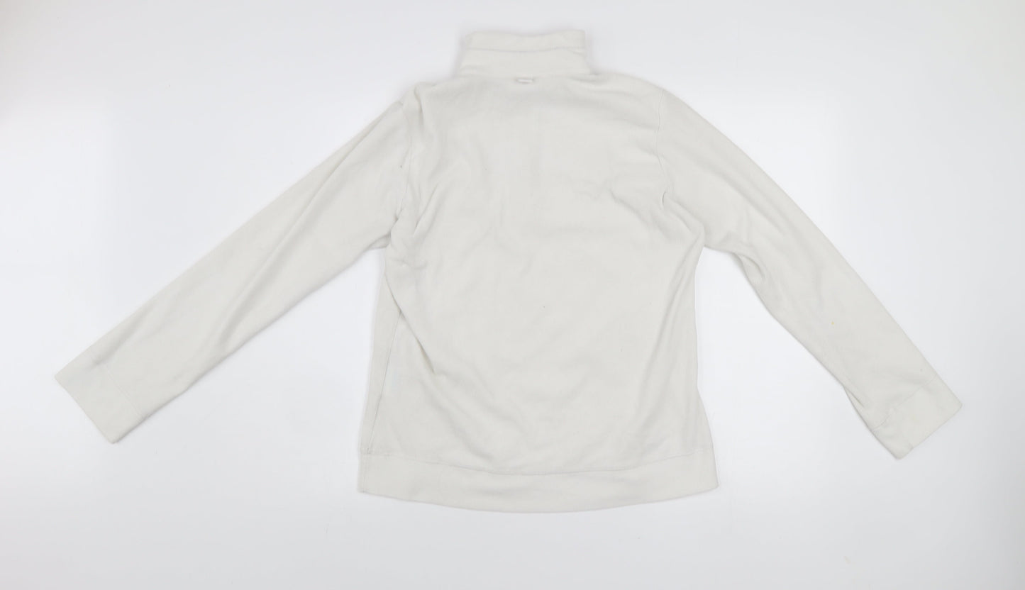 Champion Womens White Fleece 1/4 Zip Pullover Sweatshirt M Easy Fit