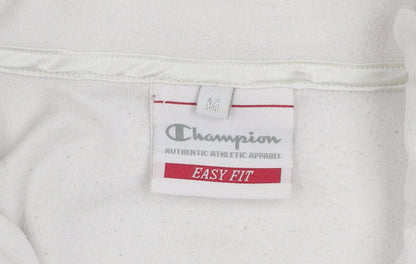 Champion Womens White Fleece 1/4 Zip Pullover Sweatshirt M Easy Fit