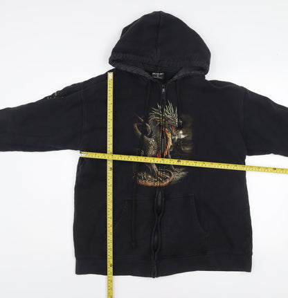 Wild Men's Black Dragon Graphic Full Zip Hoodie Size L