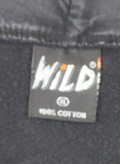 Wild Men's Black Dragon Graphic Full Zip Hoodie Size L