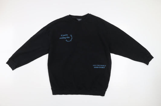 Primark Women's Black Cotton Blend Pullover Sweatshirt Size S