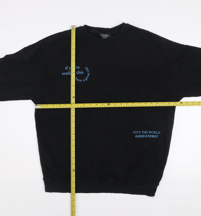 Primark Women's Black Cotton Blend Pullover Sweatshirt Size S