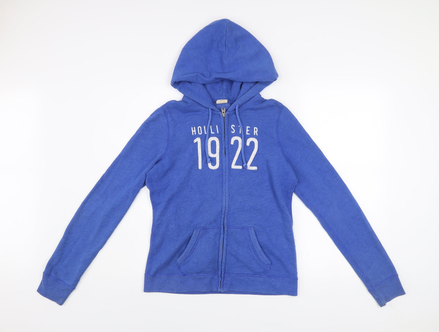 Hollister Women’s Blue Full Zip Hoodie Size M - Casual Cotton Blend