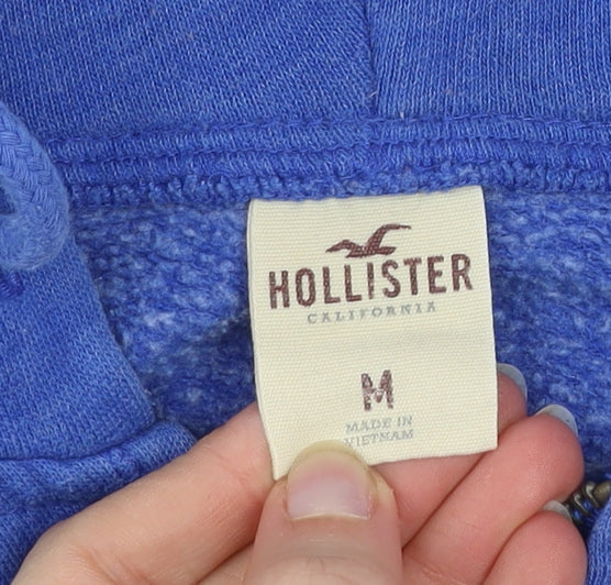 Hollister Women’s Blue Full Zip Hoodie Size M - Casual Cotton Blend