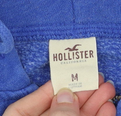 Hollister Women’s Blue Full Zip Hoodie Size M - Casual Cotton Blend