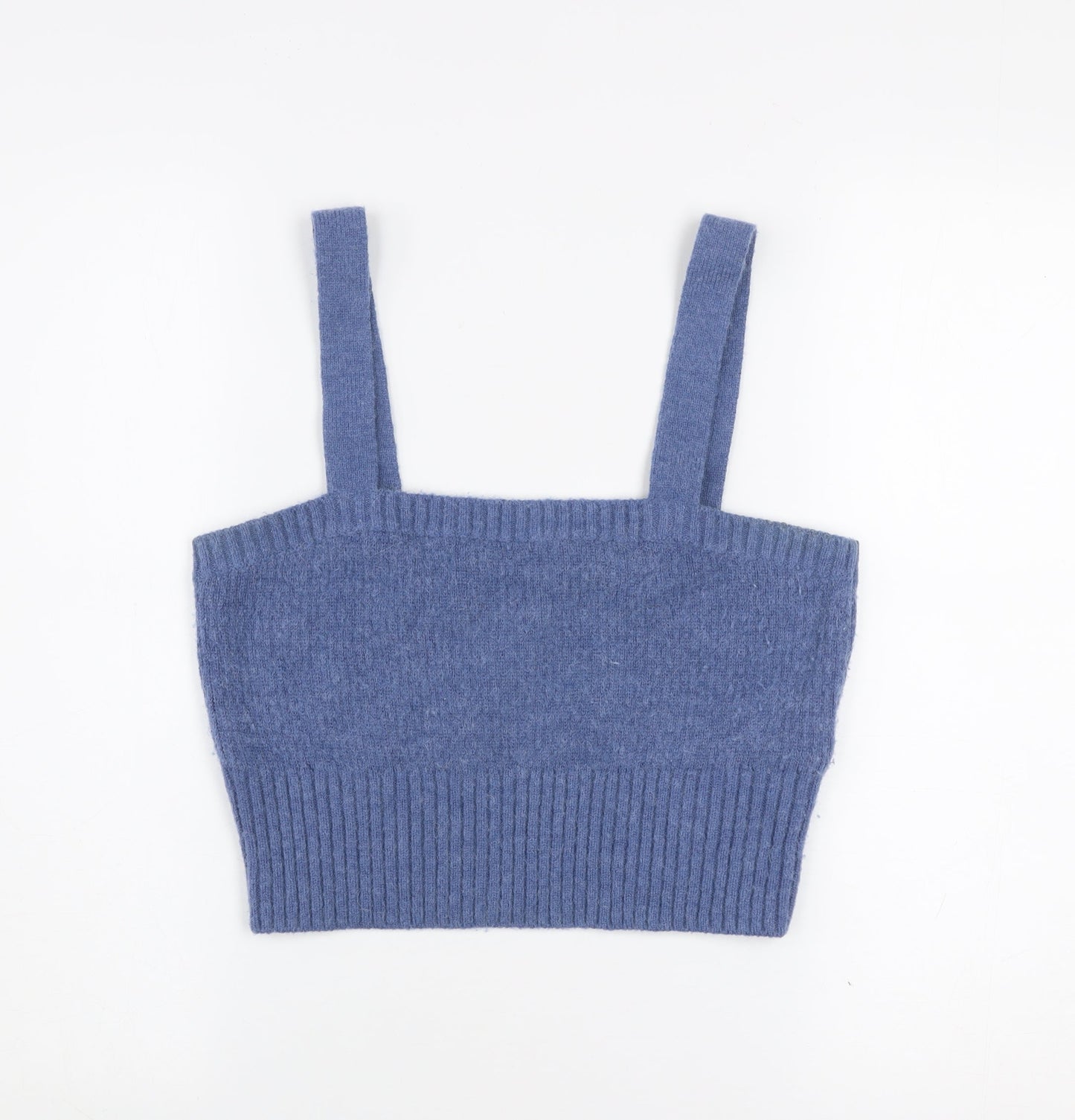 & Other Stories Women Blue Knit Alpaca Blend Camisole Tank Top L