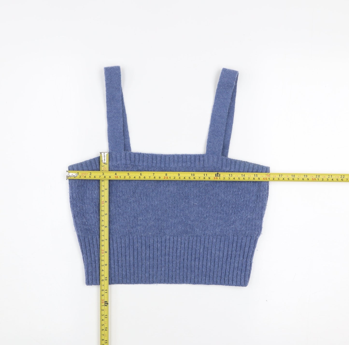 & Other Stories Women Blue Knit Alpaca Blend Camisole Tank Top L