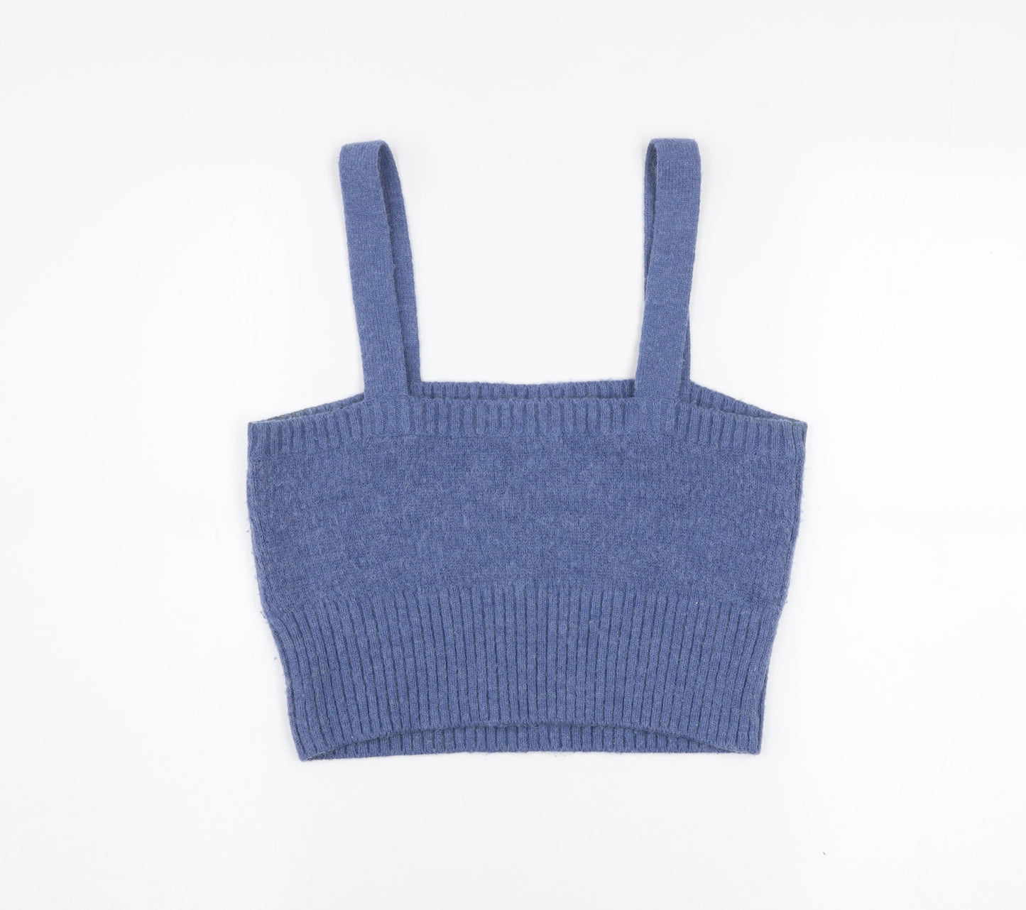 & Other Stories Women Blue Knit Alpaca Blend Camisole Tank Top L