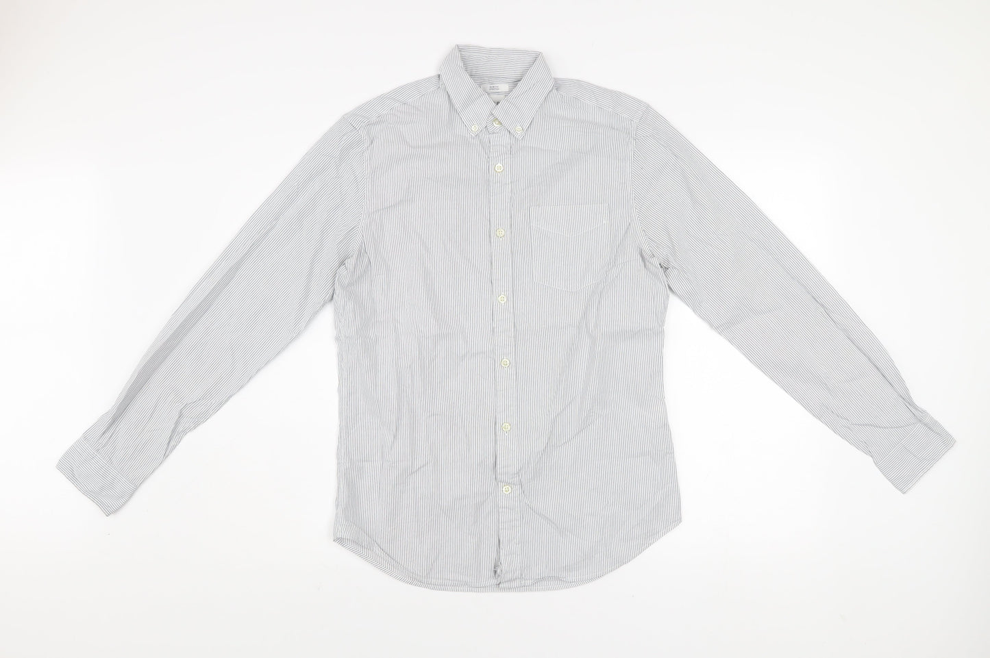 GAP Men's White Slim Fit Stretch Striped Long Sleeve Dress Shirt S