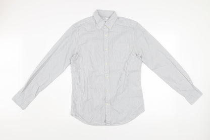 GAP Men's White Slim Fit Stretch Striped Long Sleeve Dress Shirt S