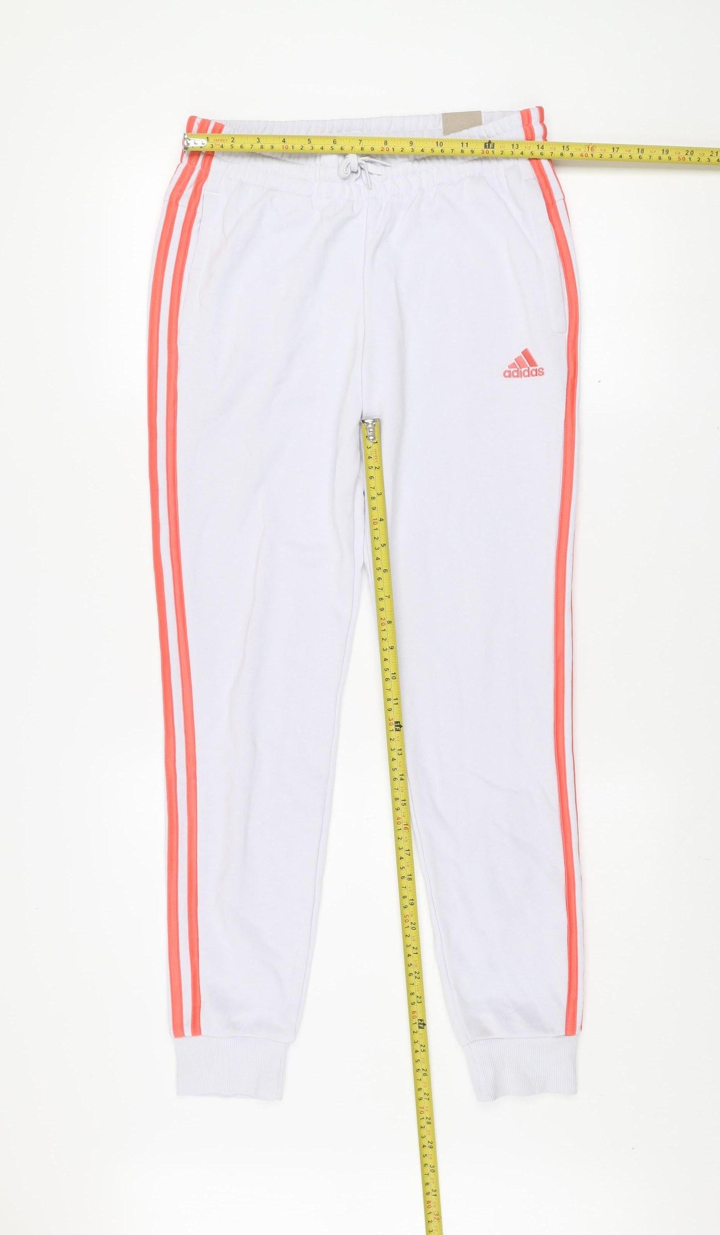 Adidas Women White Jogger Trousers Size 8-10 Cotton Blend Activewear