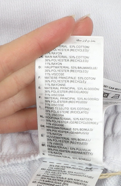 Adidas Women White Jogger Trousers Size 8-10 Cotton Blend Activewear