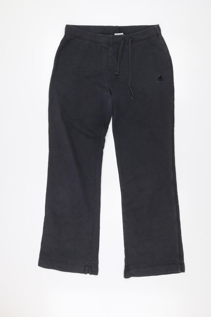 Adidas Womens Black Cotton Sweatpants Size 16 Straight Leg Activewear Trousers