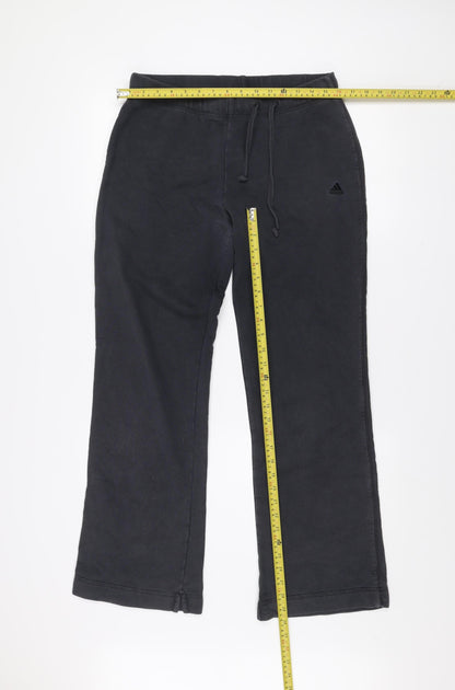 Adidas Womens Black Cotton Sweatpants Size 16 Straight Leg Activewear Trousers