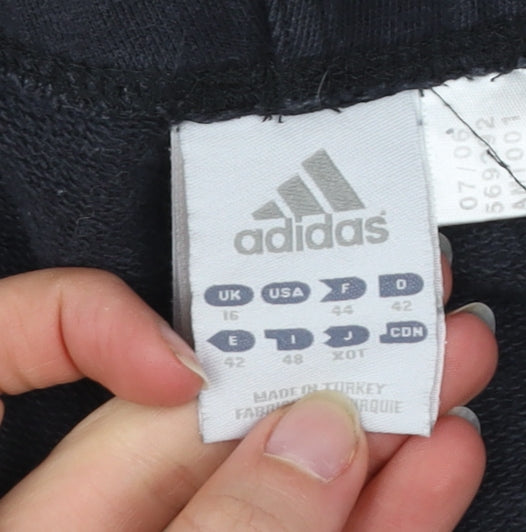 Adidas Womens Black Cotton Sweatpants Size 16 Straight Leg Activewear Trousers