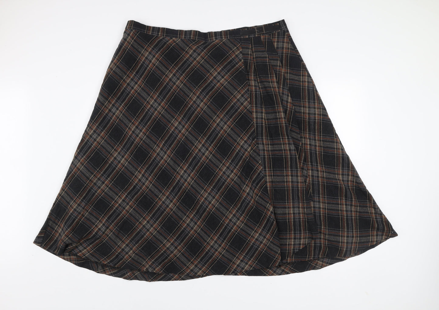 Laura Ashley Women’s Brown Plaid Midi A-Line Skirt Size 20
