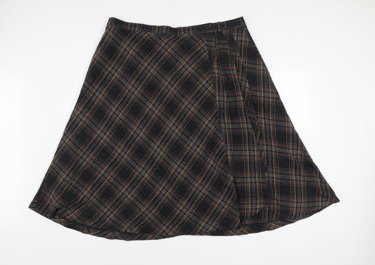 Laura Ashley Women’s Brown Plaid Midi A-Line Skirt Size 20