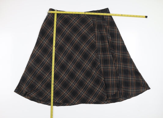 Laura Ashley Women’s Brown Plaid Midi A-Line Skirt Size 20