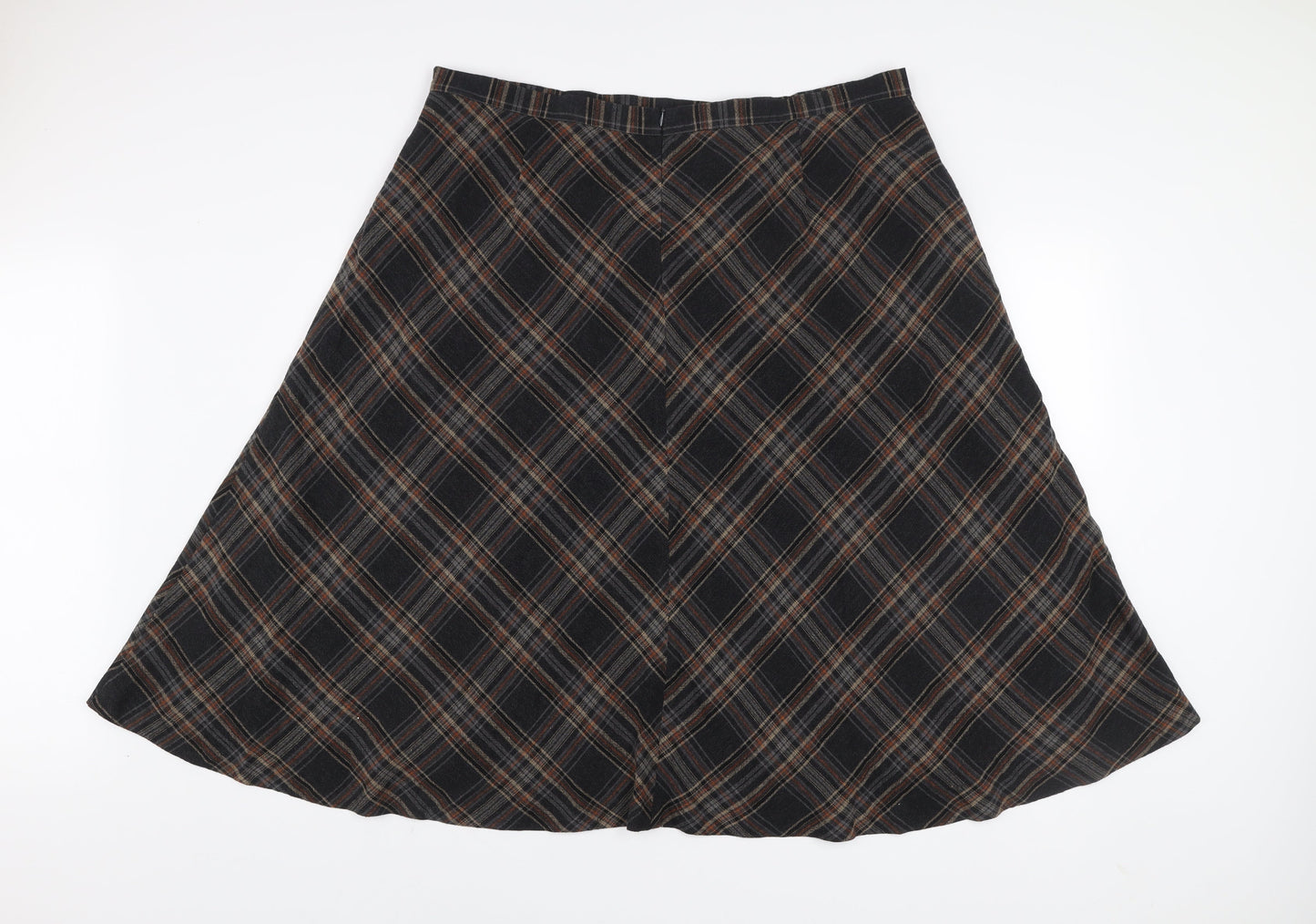 Laura Ashley Women’s Brown Plaid Midi A-Line Skirt Size 20