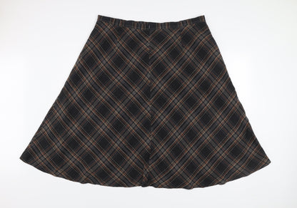 Laura Ashley Women’s Brown Plaid Midi A-Line Skirt Size 20