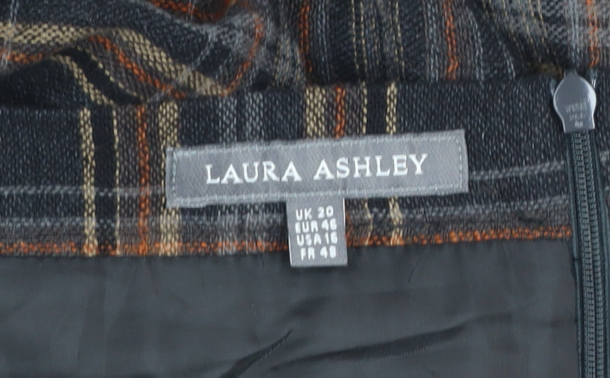 Laura Ashley Women’s Brown Plaid Midi A-Line Skirt Size 20