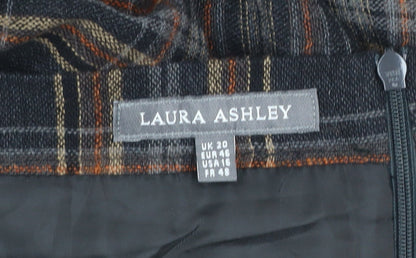 Laura Ashley Women’s Brown Plaid Midi A-Line Skirt Size 20