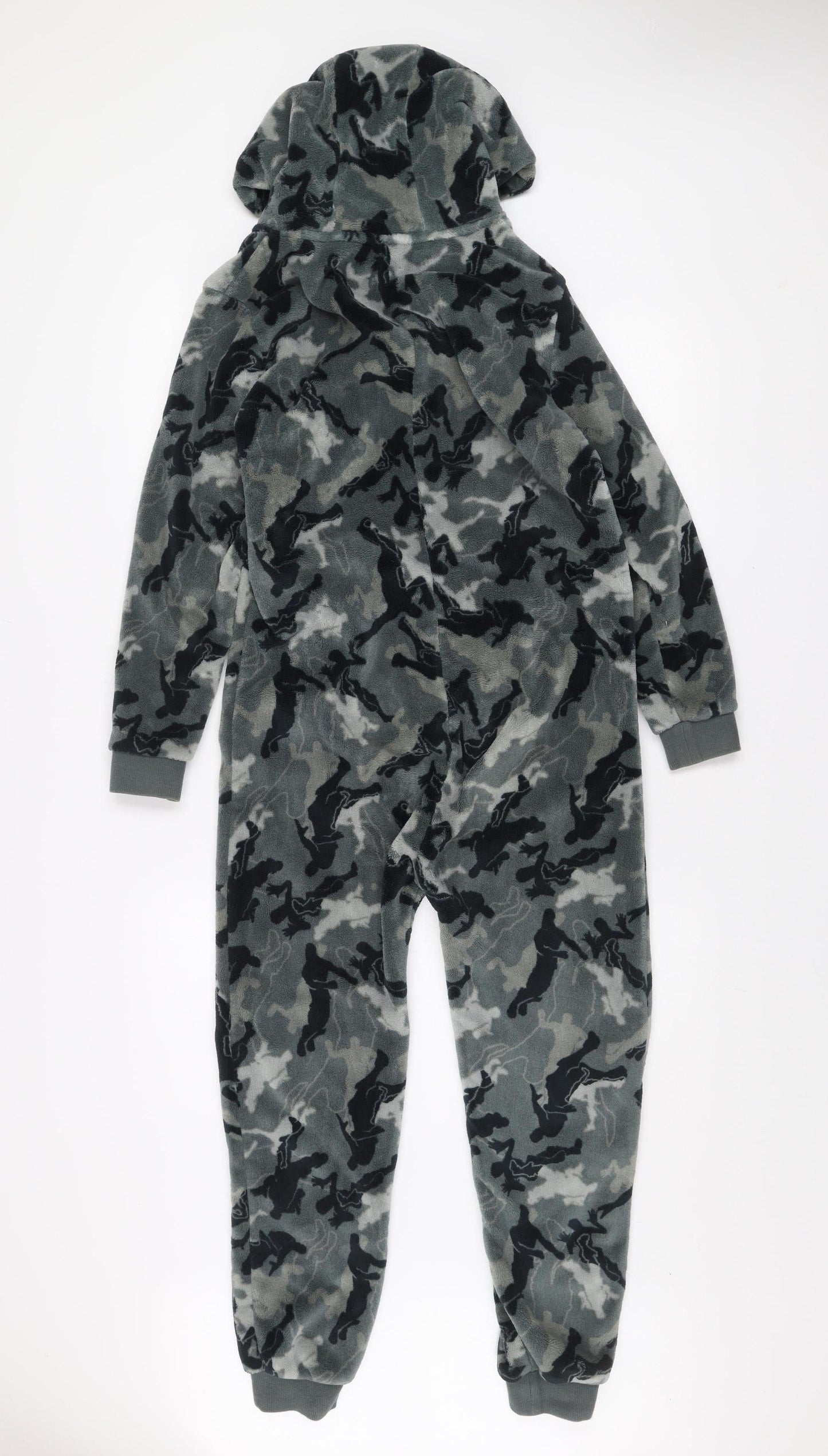 Next Boys Grey Camouflage Fortnite Fleece Onesie 11 Years Hooded Zip Winter Nightwear