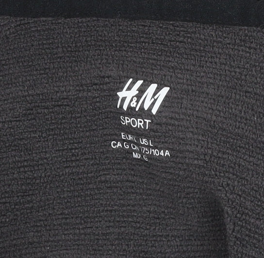 H&M Men’s Black Fleece Sport Hooded Jacket Size L Athletic Fit